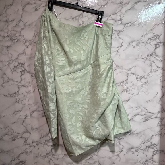 Lulus Emogene Green Burnout Floral Print One-Shoulder Mini Dress - Picture 4 of 10